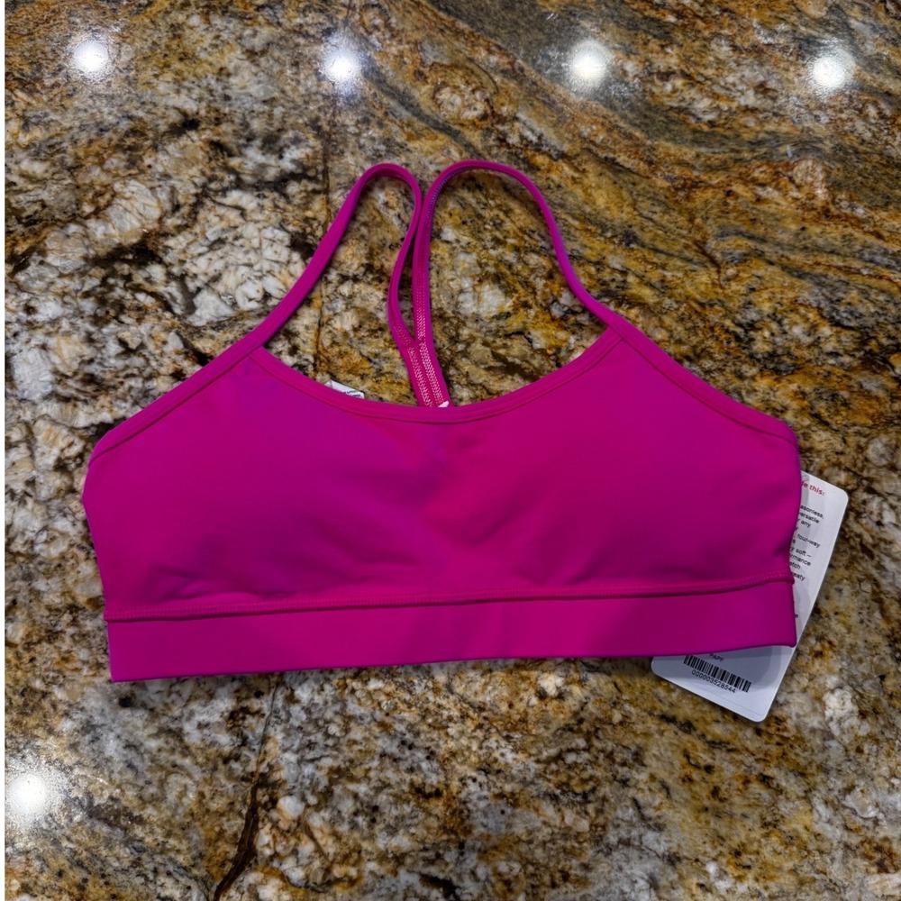 Lululemon Flow Y Bra IV Power Fuchsia Pink Luon Sports Bra Size 8 W2541S